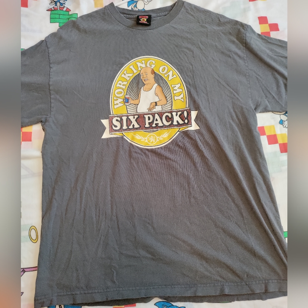 Vintage King of the Hill working on my six pack T-shirt size extra large